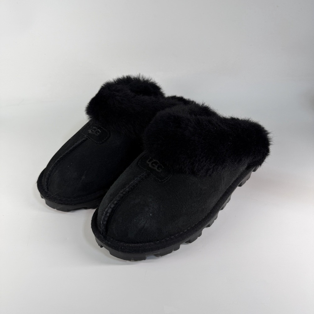 UGG Coquette Suede Fuzzy Sheepskin Fur Cozy Slipper Womens 8 Slides Shearling